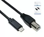 USB Cable Type C male to USB 2.0 Type B male, black, 3,00m